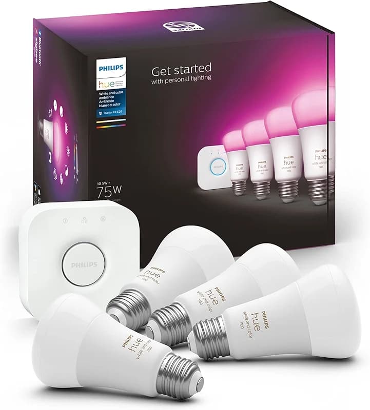 Philips Hue Smart Light Starter Kit - Includes (1) Bridge and (4) 75W A19 — image 2