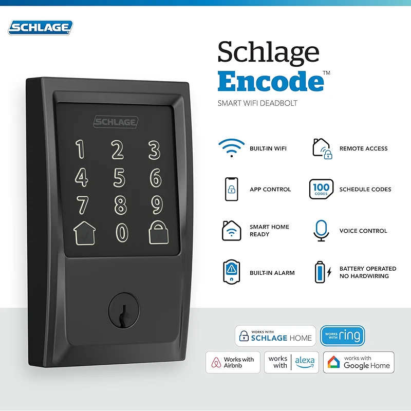 SCHLAGE Encode Smart Wi-Fi Deadbolt Lock with Touchscreen Keypad — image 3