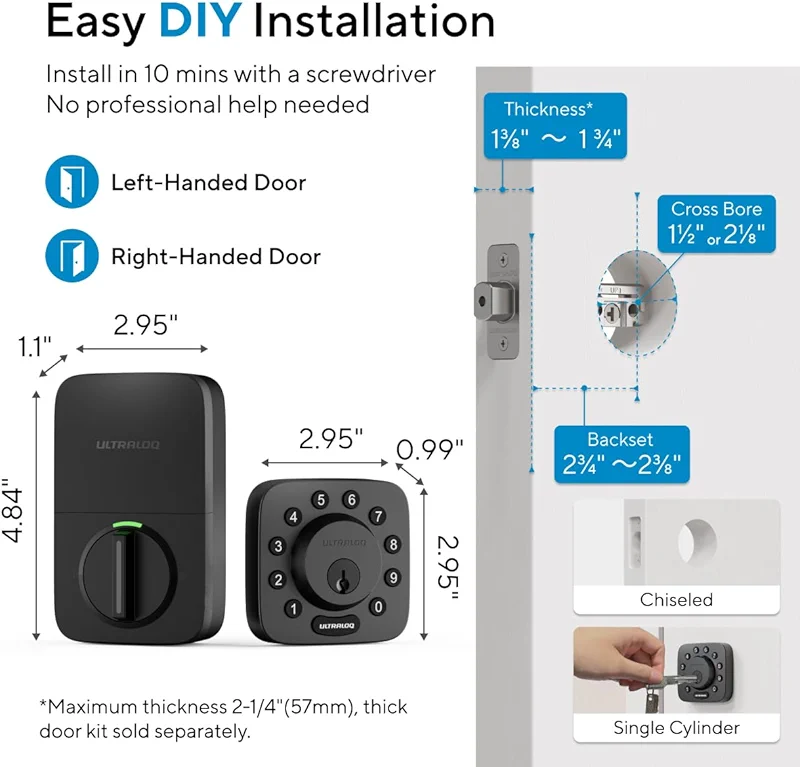ULTRALOQ U-Bolt WiFi Smart Lock with Door Sensor